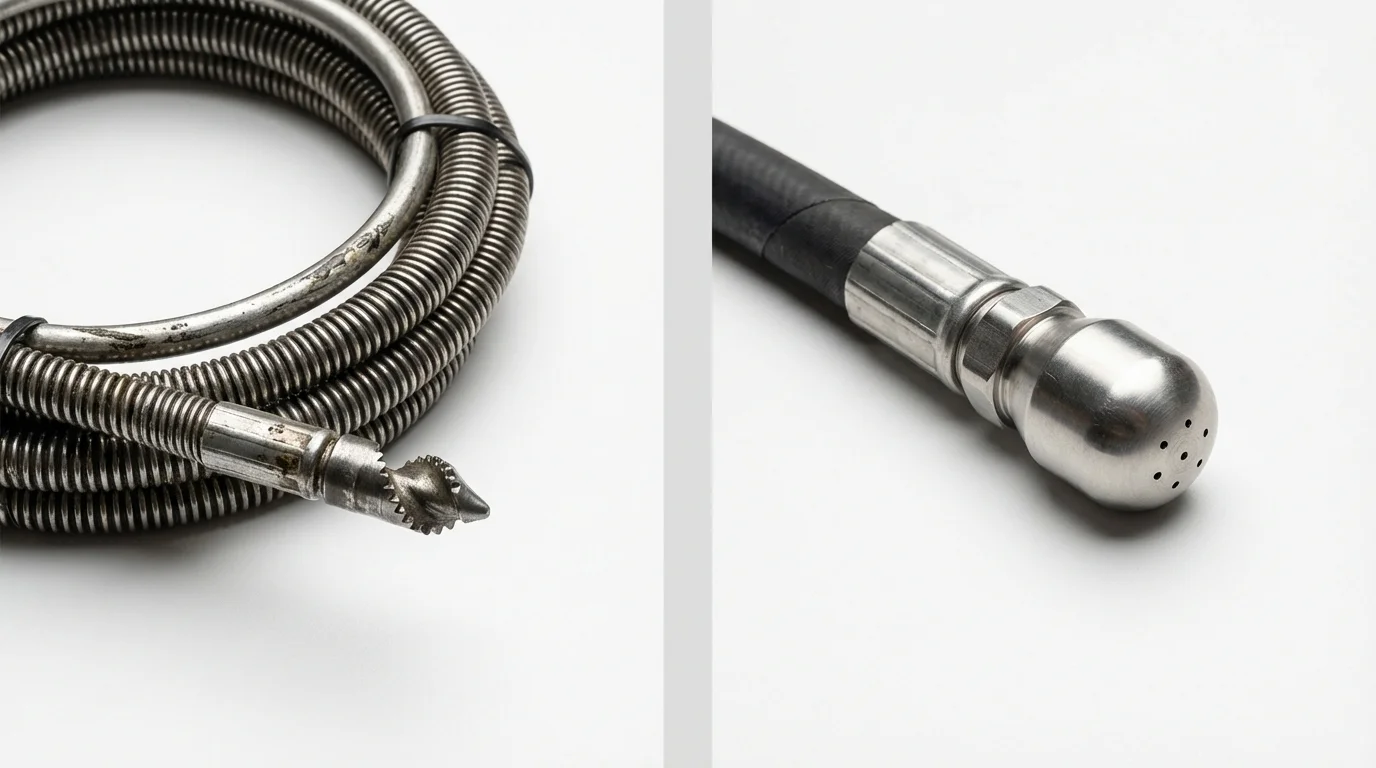 Drain snake cable and hydro jetting nozzle used for drain cleaning in Cresson, PA