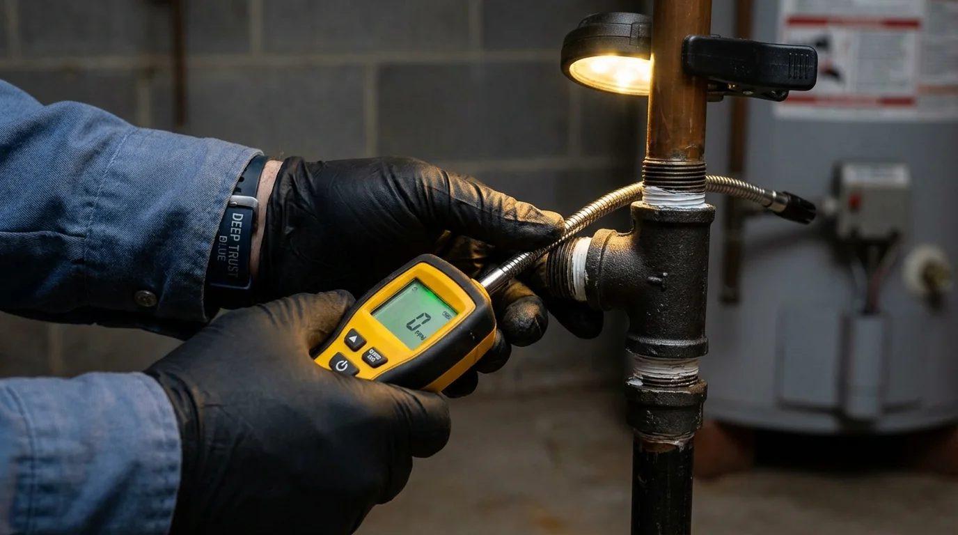 Gas leak detection with electronic sniffer by Johns Plumbing LLC in Cresson