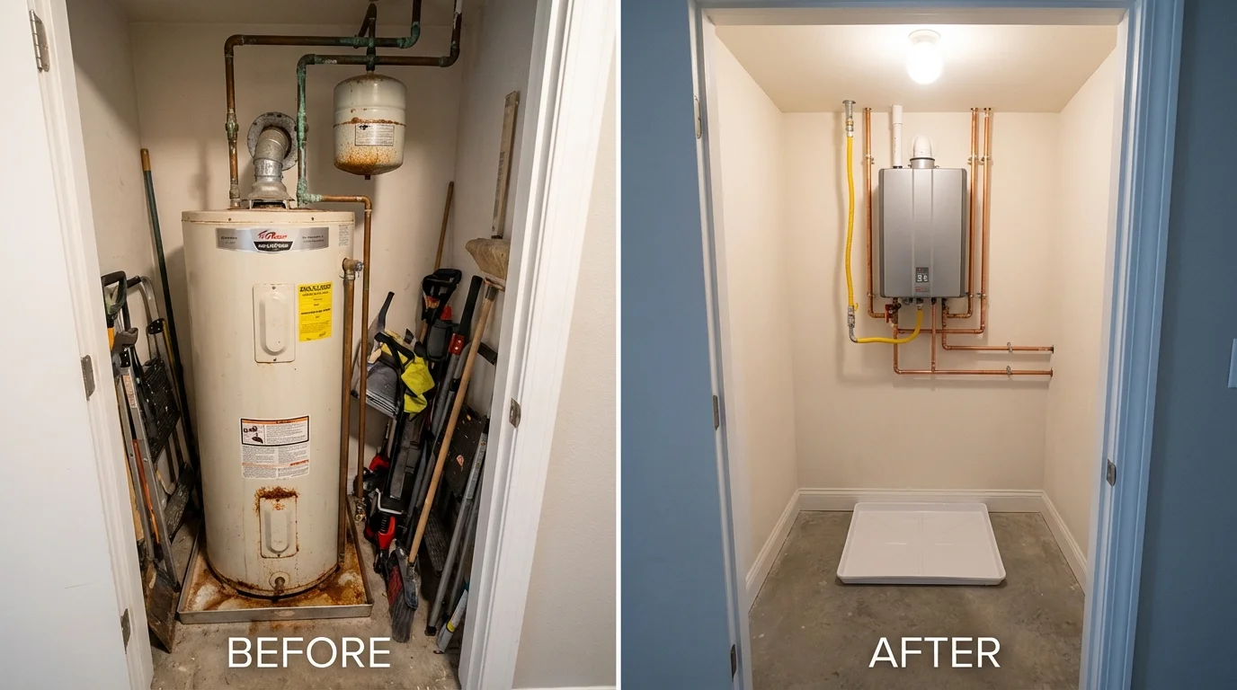 Tank water heater versus wall-mounted tankless unit comparison for Cresson, PA homeowners