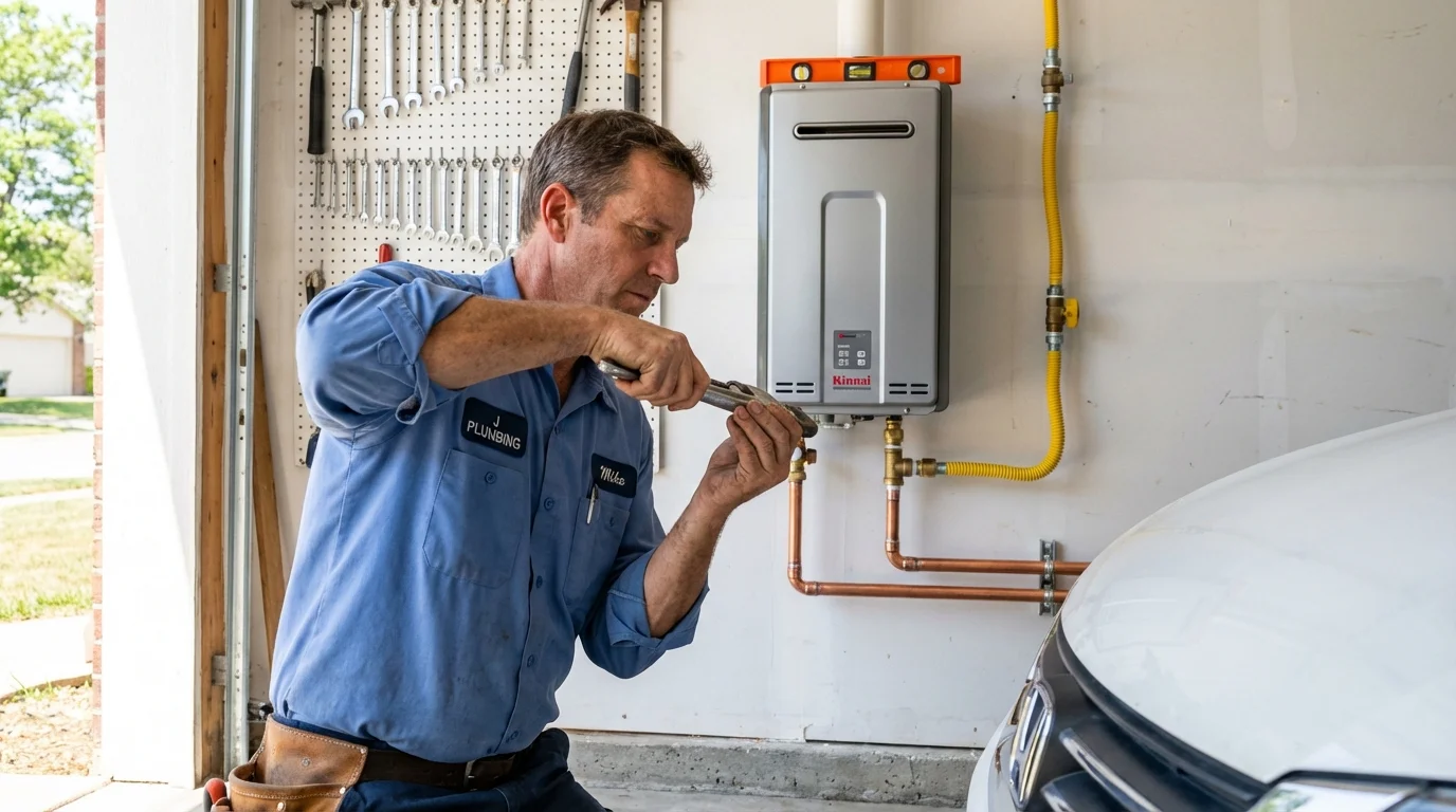 Tankless water heater installation by a Johns Plumbing LLC plumber in Cresson